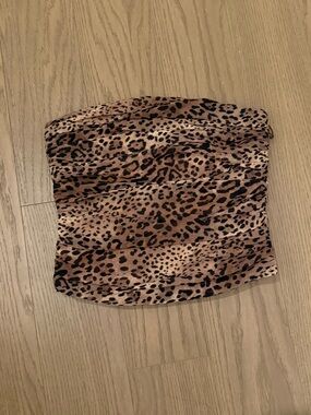 House of Harlow 1960 Leopard Print Strapless Top - Brown & Black